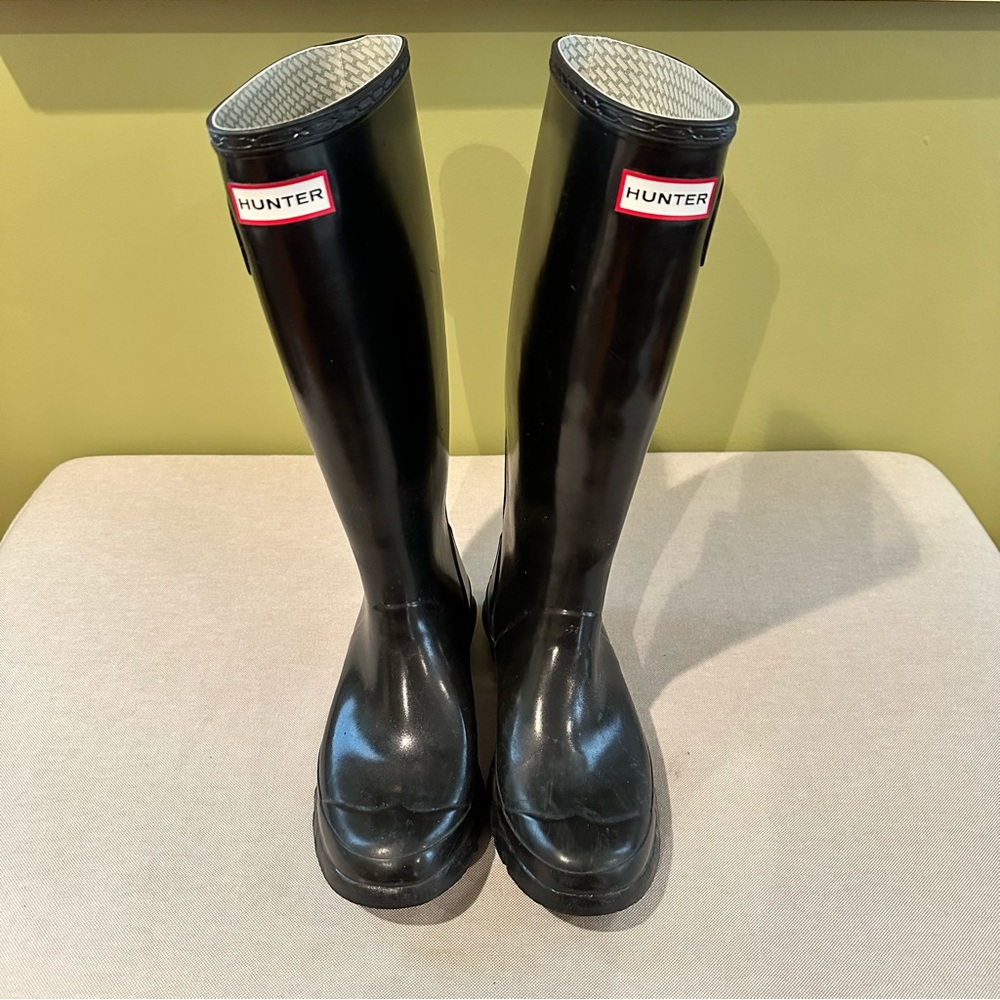 Hunter huntress gloss black wide call boots
